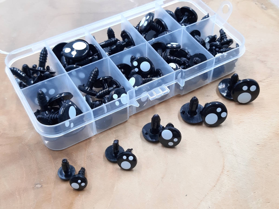Sicherheitsaugen flach, gepunktet - BOX (5x 10 Paar)