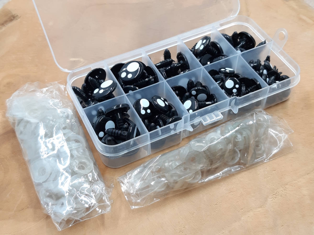 Sicherheitsaugen flach, gepunktet - BOX (5x 10 Paar)